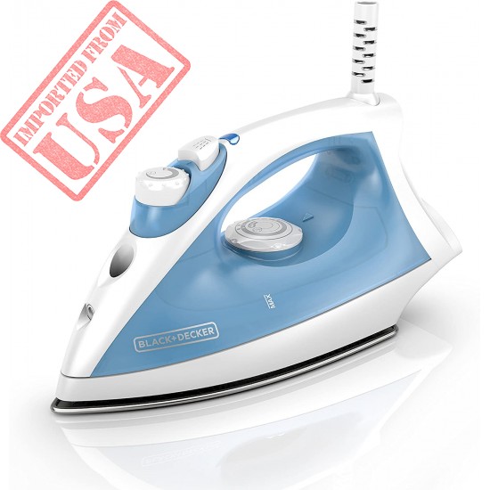 BLACK+DECKER Steam Iron with Pivoting Cord, Nonstick Soleplate, Blue, F210