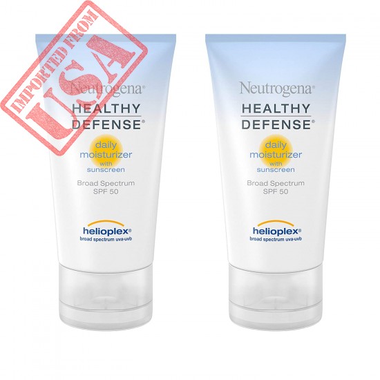 Neutrogena Healthy Defense Daily Moisturizer with SPF 50 and Vitamin E, Lightweight Face Lotion with SPF 50 Sunscreen and Antioxidants, Vitamin C & Vitamin E