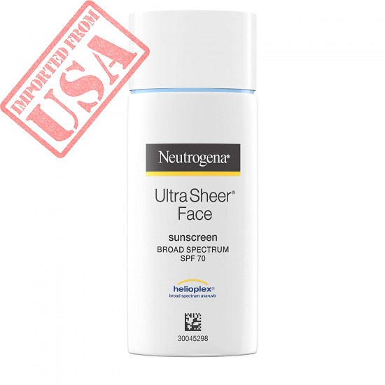 Neutrogena Ultra Sheer Liquid Daily Facial Sunscreen with Broad Spectrum SPF 70, Non-Comedogenic, Oil-Free & PABA-Free Weightless UVA/UVB Sun Protection