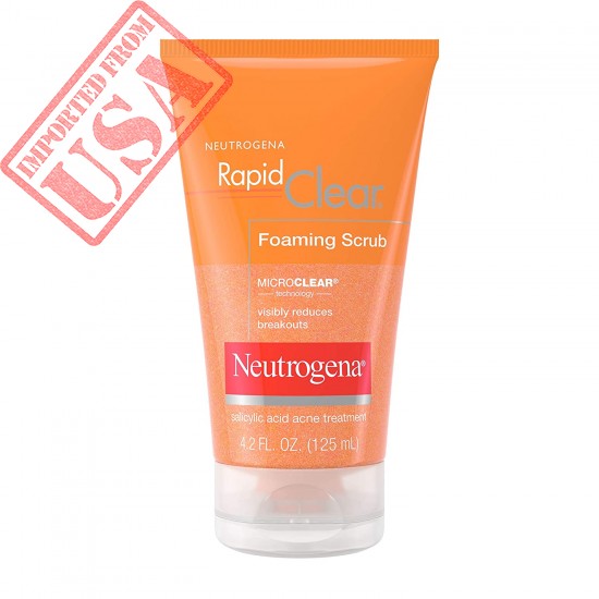 Neutrogena Rapid Clear Foaming Exfoliating Facial Scrub with Salicylic Acid Acne Medicine For Breakouts and Acne-Prone Skin