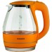 Ovente Portable Electric Glass Kettle 1.5 Liter with Blue LED Light and Stainless Steel Base, Fast Heating Countertop Tea Maker Hot Water Boiler with Auto Shut-Off & Boil Dry Protection, Orange KG83O