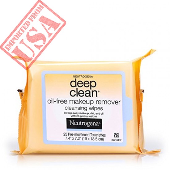 Neutrogena Deep Clean Oil-Free Makeup Remover Cleansing Face Wipes, Daily Cleansing Towelettes to Remove Dirt, Oil, and Makeup, 25 ct