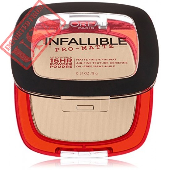 L'Oréal Paris Makeup Infallible Pro-Matte Powder, lightweight pressed face powder, 16hr shine-defying matte finish, absorbs excess oil and reduces shine, pro-look and long wear, Porcelain, 0.31 oz.