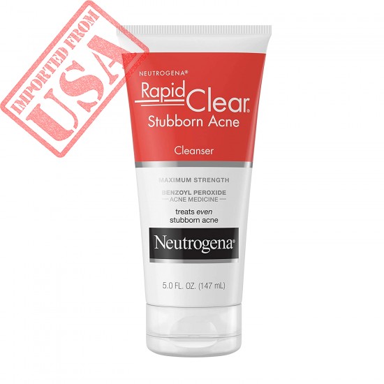 Neutrogena Rapid Clear Stubborn Acne Face Wash with 10% Benzoyl Peroxide Acne Treatment Medicine, Daily Facial Cleanser to Reduce Size and Redness of Acne, Benzoyl Peroxide Acne Face Wash