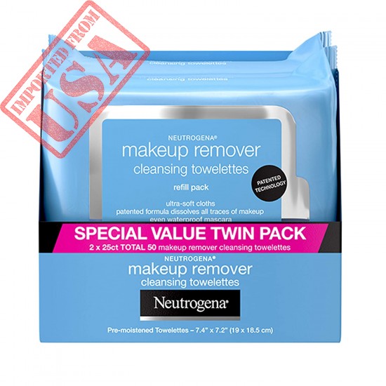 Neutrogena Makeup Remover Cleansing Face Wipes, Daily Cleansing Facial Towelettes to Remove Waterproof Makeup and Mascara, Alcohol-Free, Value Twin Pack, 25 Count, 2 Pack