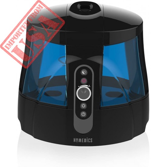 TotalComfort Warm & Cool Mist Ultrasonic Humidifier | 1.7 Gallon Tank, 80 Hour Runtime, Nightlight, Dual Tanks | Clean Tank Technology, BONUS 2 DEMINERALIZATION CARTRIDGES, Whisper-Quiet | HoMedics