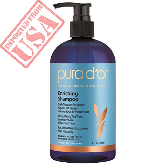 Original PURA D'OR Enriching Shine Shampoo Organic Argan Oil, Imported from USA