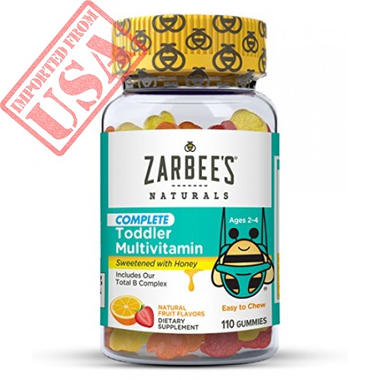 Zarbee's Naturals Toddler Complete Multivitamin Gummies, Natural Fruit Flavors, for Children Ages 2-4, 110 Gummies (1 Bottle) With Essential Vitamins including B-Complex