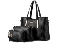 Buy Vincico Women 3 Piece Tote Bag Pu Leather Weave Handbag Shoulder Purse Bags Online in Pakistan