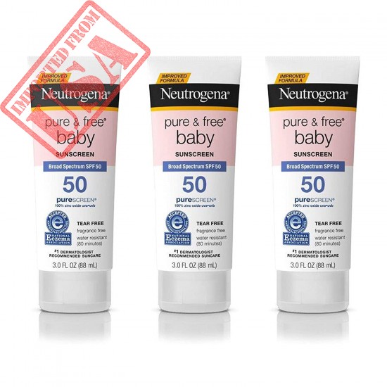 Neutrogena Pure & Free Baby Mineral Sunscreen Lotion with Broad Spectrum SPF 50 & Zinc Oxide, Water-Resistant, Hypoallergenic & Tear-Free Baby Sunscreen, Paraben