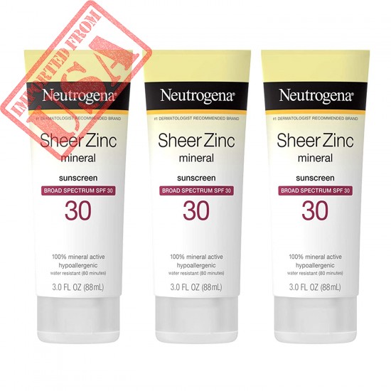 Neutrogena Sheer Zinc Oxide Dry-Touch Sunscreen Lotion with Broad Spectrum SPF 30 UVA/UVB Protection, Water-Resistant, Hypoallergenic & Non-Greasy Mineral Sunscreen