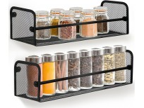 Greenco Wall Mount Single Tier Mesh Spice Rack, Black, Set 2