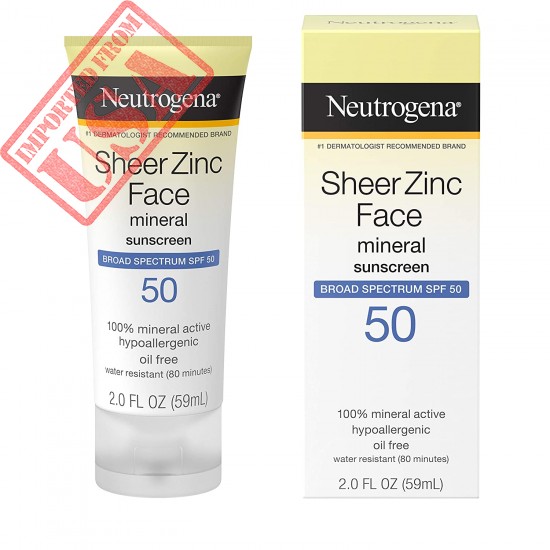 Neutrogena Sheer Zinc Oxide Dry-Touch Mineral Face Sunscreen Lotion with Broad Spectrum SPF 50, Oil-Free, Non-Comedogenic & Non-Greasy Zinc Oxide Facial Sunscreen, Hypoallergenic