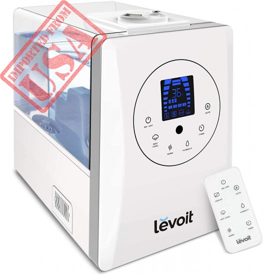 LEVOIT Humidifiers for Large Room Bedroom (6L), Warm and Cool Mist Ultrasonic Air Vaporizer for Home Whole House Babies, Customized Humidity, Remote Control, Whisper-Quiet (White)