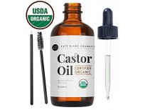 Castor Oil (2oz) USDA Certified Organic, 100% Pure, Cold Pressed, Hexane Free by Kate Blanc. Stimulate Growth for Eyelashes, Eyebrows, Hair. Lash Growth Serum. Brow Treatment. FREE Mascara Starter Kit