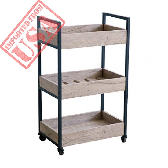 High Quality 3 Tier Rolling Utility Storage Cart, Kitchen Serving Bar Cart, Multipurpose Bathroom Nursery Imported from USA