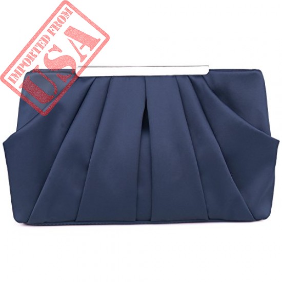 Buy Womens Pleated Satin Evening Handbag Clutch With Detachable Chain Strap Online in Pakistan