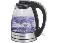 Hamilton Beach Glass Electric Tea Kettle, Water Boiler & Heater, 1 L, Cordless, LED Indicator, Auto-Shutoff & Boil-Dry Protection (40930), Clear