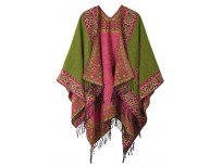 Buy Fashionable Retro Style Vintage Pattern Tassel Poncho Shawl for Women imported from USA