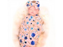 newborn receiving blanket headband set flower print baby swaddle shop online in pakistan