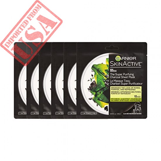 Garnier SkinActive Super Purifying Charcoal Sheet Mask,  6 Count