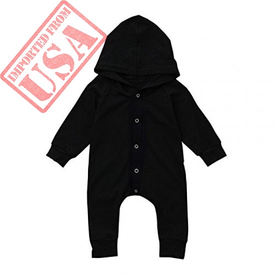 grnshts baby boys girls black snap long sleeve hoodie onesie jumpsuit shop online in pakistan