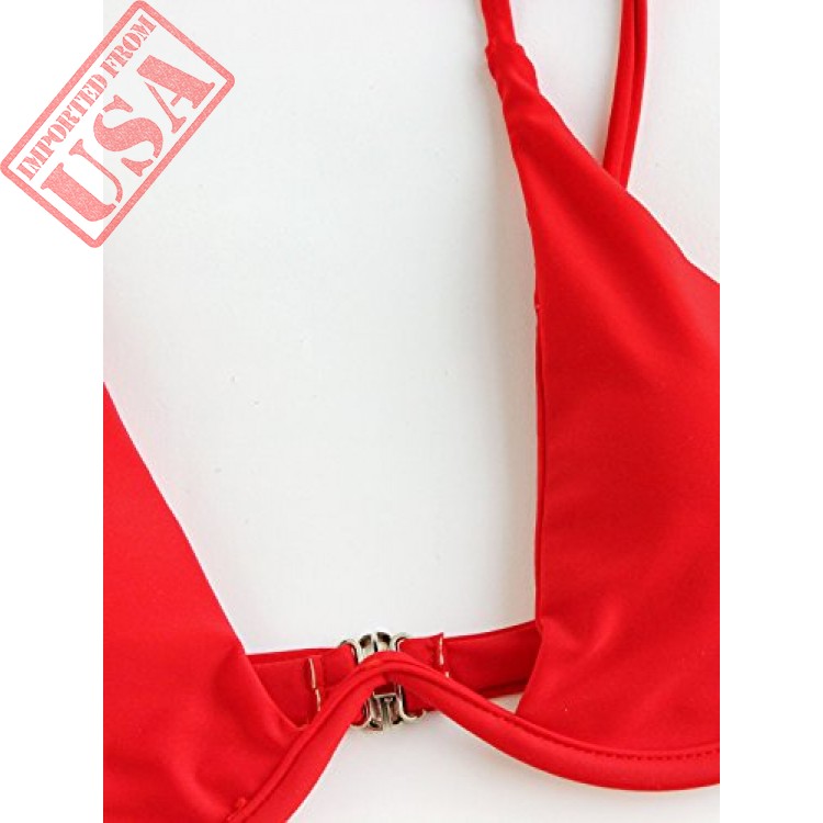 Verdusa Women S Sexy Triangle Bathing Two Pieces Swimsuit Bikini Set Red M