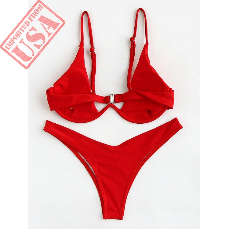 Verdusa Womens Sexy Triangle Bathing Two Pieces Swimsuit Bikini Set Red M 0346