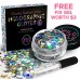 Cosmetic Glitter For Face, Body and Hair - Chunky Silver Holographic Glitter Mix - Versatile Festival Accessories, Rave Glitter and Beauty Makeup - Includes Long Lasting Fix Gel So You Can Shimmer Str