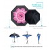 ZOMAKE Double Layer Inverted Umbrella, Windproof Reverse Folding Umbrella with C shape Handle, Self Standing, Inside Out, Hand Free with Carrying Bag (Hibiscus)