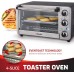 Toaster Oven 4 Slice, Multi-function Stainless Steel Finish with Timer - Toast - Bake - Broil Settings, Natural Convection - 1100 Watts of Power, Includes Baking Pan and Rack by Mueller Austria