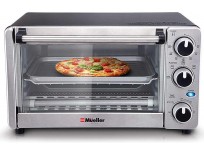 Toaster Oven 4 Slice, Multi-function Stainless Steel Finish with Timer - Toast - Bake - Broil Settings, Natural Convection - 1100 Watts of Power, Includes Baking Pan and Rack by Mueller Austria