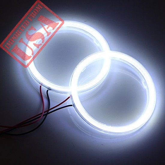 Qasim 2 Pcs White 80MM Car Angel Eyes Halo Rings COB Light Circle Ring Headlight Lamp with Plastic Cover 12V 24V