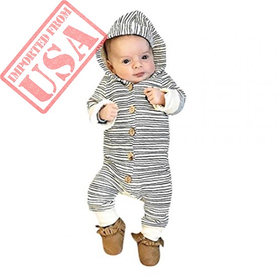 feitong newborn baby boy girl long sleeve stripe hooded romper jumpsuit shop online in pakistan