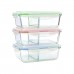 Glass Food Storage Meal Prep 2 Compartment with Airtight Vented Lid Oven Safe 32oz. Capacity