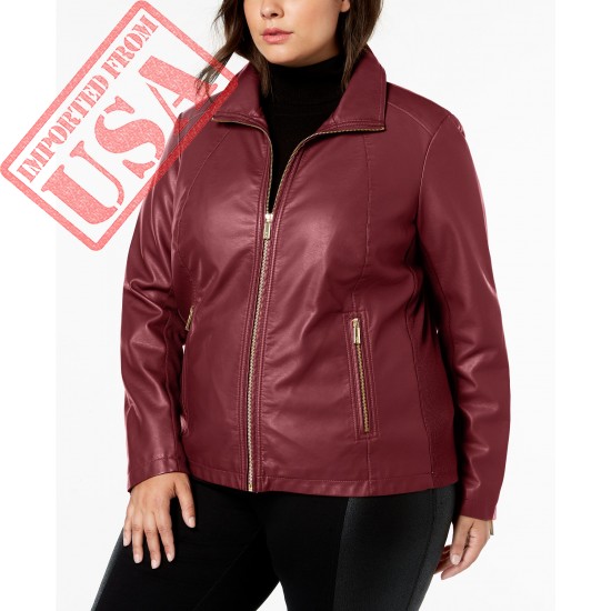 Buy Kenneth Cole Plus Size Mixed-Media Moto Jacket imported from USA