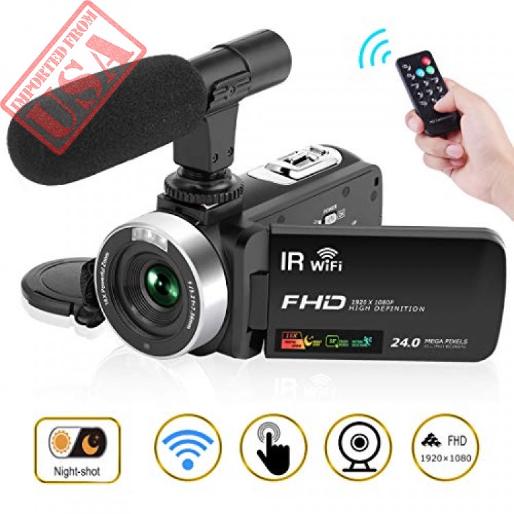 Camcorder Digital Video Camera, Camcorder with Microphone WiFi IR Night ...