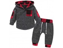 Stylish Plaid Pocket Hoodie and Pants 2Pcs Outfits for Kids Sale in Pakistan