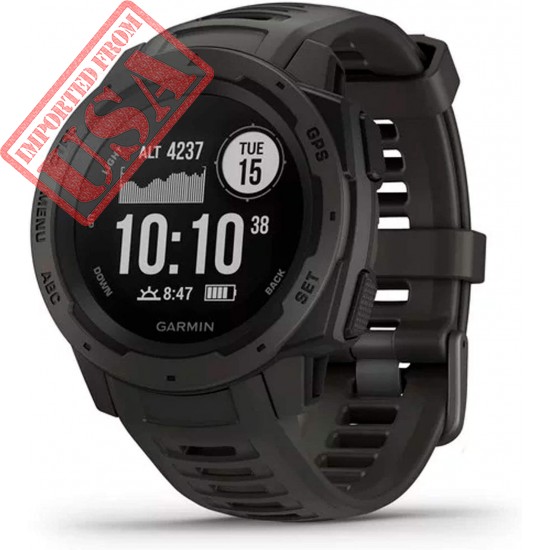 Garmin 010-02064-00 Instinct, Rugged Outdoor Watch with GPS, Features Glonass and Galileo, Heart Rate Monitoring and 3-Axis Compass, Graphite