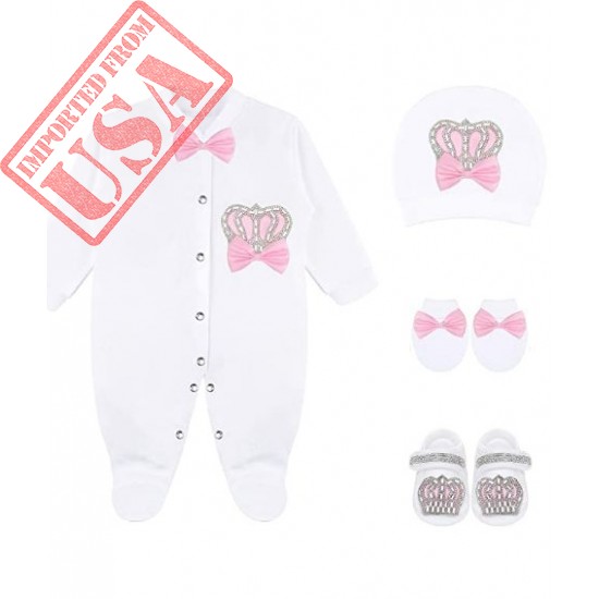 Lilax Baby Girl Newborn Jewels Layette 4 Piece Gift Set