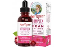 Vegan Vitamin B Complex Liquid by MaryRuth's - Hair Skin Nails Energy - Methyl B12 Folate Biotin Niacin Vitamin B3, 6, 7, 9, 12 - Tart Cherry - Glass 1oz