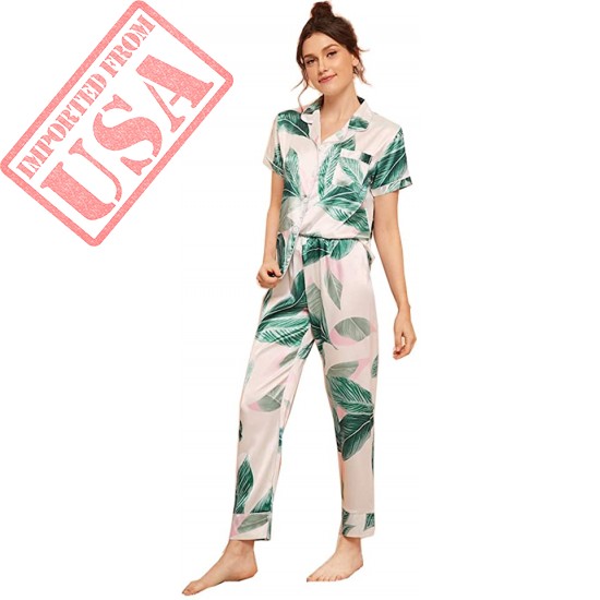 Milumia Women's Pajamas Set Button Down Sleepwear Short Sleeve Nightwear Pants Loungewear