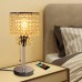 Beautiful Silver Crystal Bedside Table Desk Lamp with Dual USB Charging Port Shop Online in Pakistan