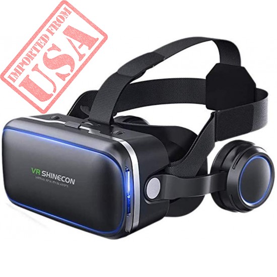 VR Headset for Cellphone, Adjustable 3D VR Glasses with Headphone for Mobile Games and Movies, Compatible 4.7-6.5 inch Screen iPhone & Android, Works with Google Cardboard, Black