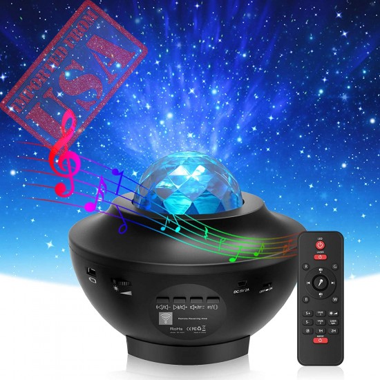 Star Projector & Night Light, Torjim 2 in 1 Ocean Wave Night Light Projector with Remote Control & Auto-Off Timer, Galaxy Projector with LED Nebula Cloud with Bluetooth Speaker for Kids Bedroom