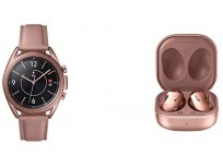 Samsung Galaxy Watch 3 (41mm, GPS, Bluetooth) Smart Watch - Mystic Bronze with Samsung Galaxy Buds Live, T, Mystic Bronze