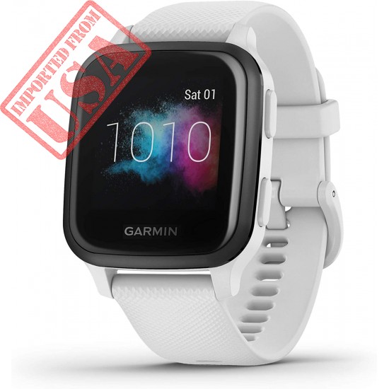 Garmin Venu Sq Music, GPS Smartwatch with Bright Touchscreen Display, Features Music and Up to 6 Days of Battery Life, White and Slate